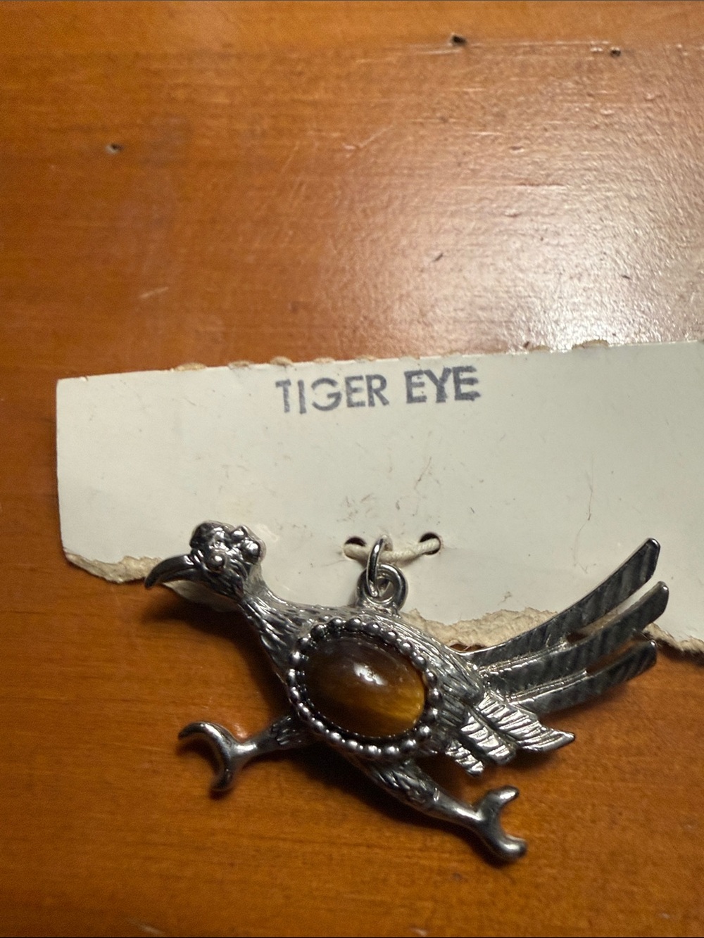 Sterling Bird Pendant with Tiger Eye Stone